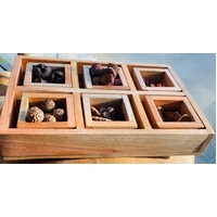 Mahogany Sorting Tray - 6 Compartments & Boxes
