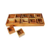 Mahogany Sorting Tray - 10 Compartments & Boxes
