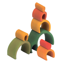 Wooden Puzzle Blocks - Arch House Green 8 Elem