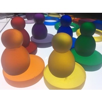 Rainbow Resin People with Crochet Hats 12pcs Portable Play Jar