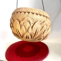 Carved Coconut Husk Hanging Bowls - Flora