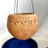 Carved Coconut Husk Hanging Bowls - Tri Pattern