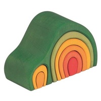 Wooden Puzzle Blocks - Arch House Green 8 Elem