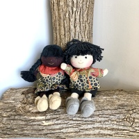 Aboriginal Boy & Girl Mini Dolls 16cm - Set of 2 Fire Dreaming olive