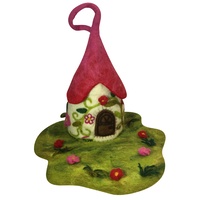 Fairy Cottage House Dark Pink Roof