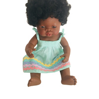 Doll dressed in Aqua & Pastel Ric Rack Summer Dress