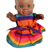 Rainbow Striped Dress with Tie for 21cm Doll