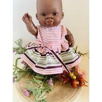 Light Pink Striped Dress with Tie for 21cm Doll