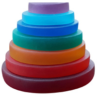 Rainbow Resin Pebble Slices 7pcs Portable Play Jar