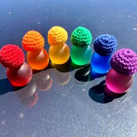 Rainbow Resin People with Crochet Hats 12pcs Portable Play Jar