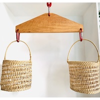 Wooden Balance Scale, Carabiners with Baskets