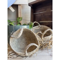 Small Handwoven Natural Fringe Basket