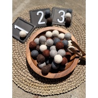 Earthy Tones 3cm Felt Ball Set of 50