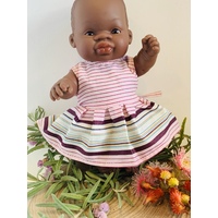 Light Pink Striped Dress with Tie for 21cm Doll