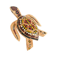 Turtle Handcarved & Painted Pair 13cm