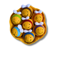 Crochet Rainbow Bee Play Set