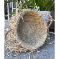 Large Handwoven Natural Fringe Basket