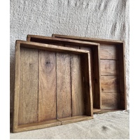 Square Wooden Nesting Trays – Set of 3