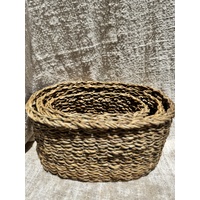 Oval Nesting Set of 3 Seagrass Baskets