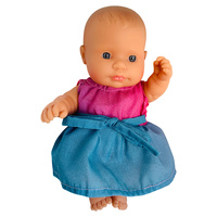 Tonal Multicoloured Dress with Tie for 21cm Doll