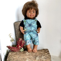 Doll Dressed in Yalke Green Overalls