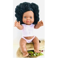 Aboriginal Australian Girl Doll Black Hair 34cm