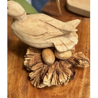 Wooden Duck With Eggs