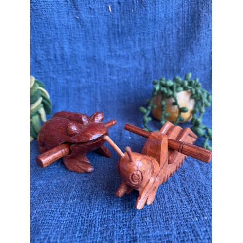 Frog Croaking Guiro and Grasshopper Guiro Set